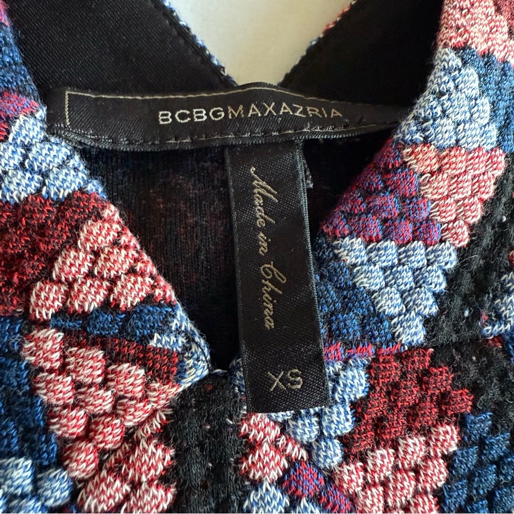 BCBGMaxAzria Colorful Knit City Halter Dress- Beautiful fabric